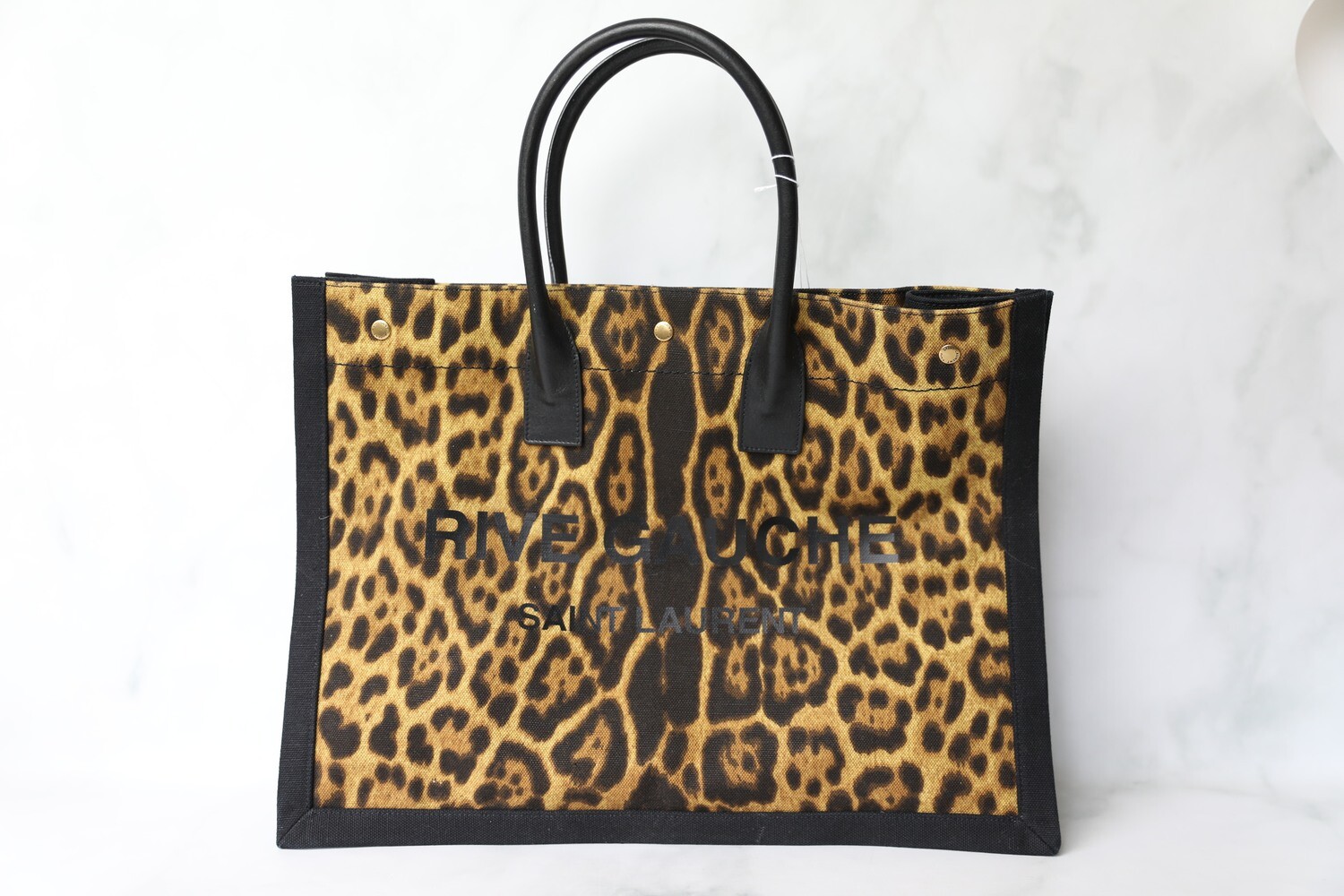 Saint Laurent - Authenticated Cabas Rive Gauche Handbag - Leather Black Leopard for Women, Never Worn, with Tag