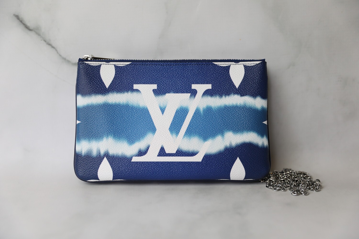 Louis Vuitton Escale Double Zip Pouch, Blue and White, New in Box WA001