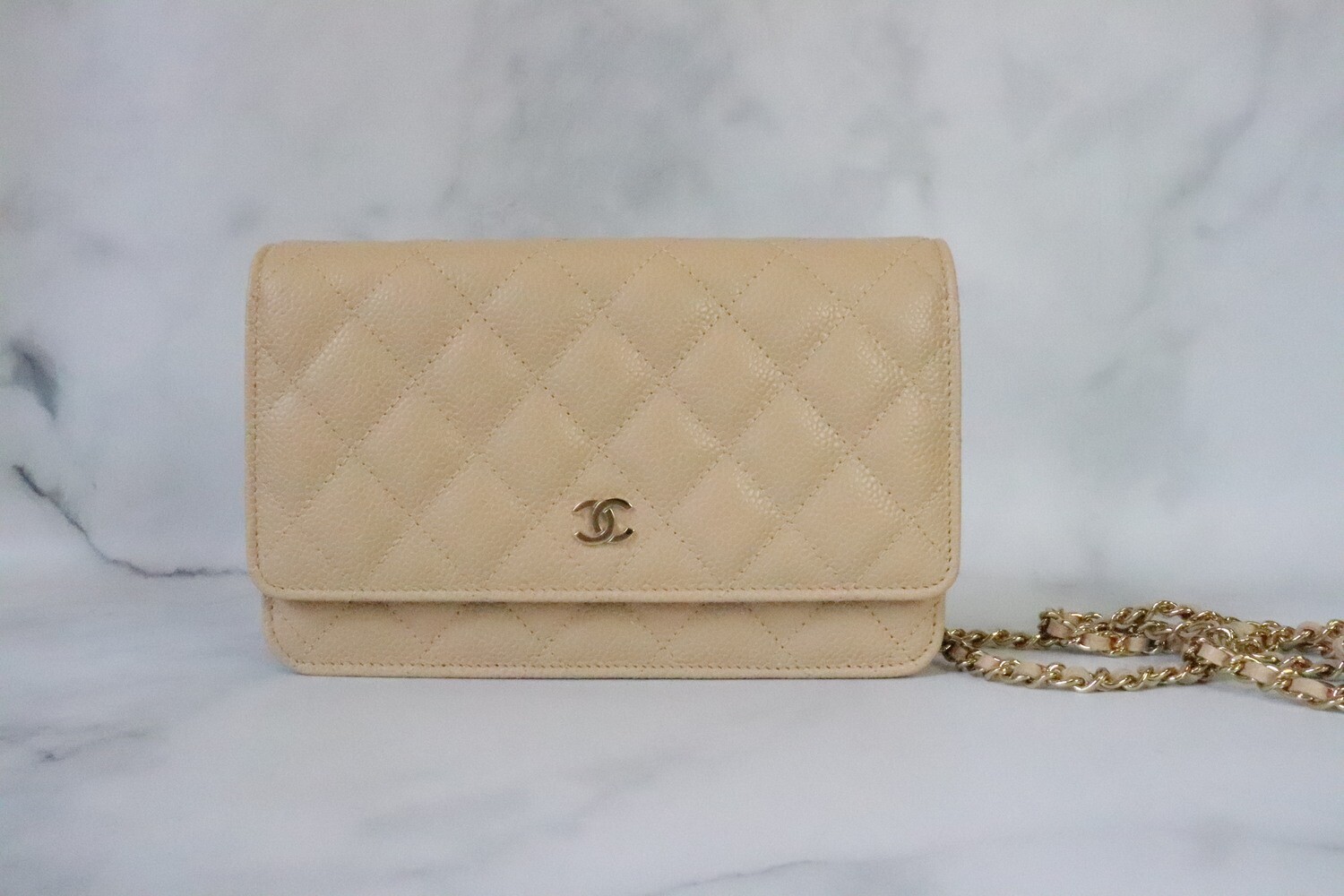 Chanel Wallet on Chain, Beige Clair Caviar Leather, Gold Hardware, New in  Box