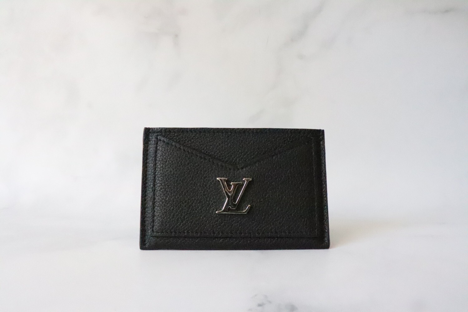 Louis Vuitton SLG Black Leather Card Holder, Preowned in Box