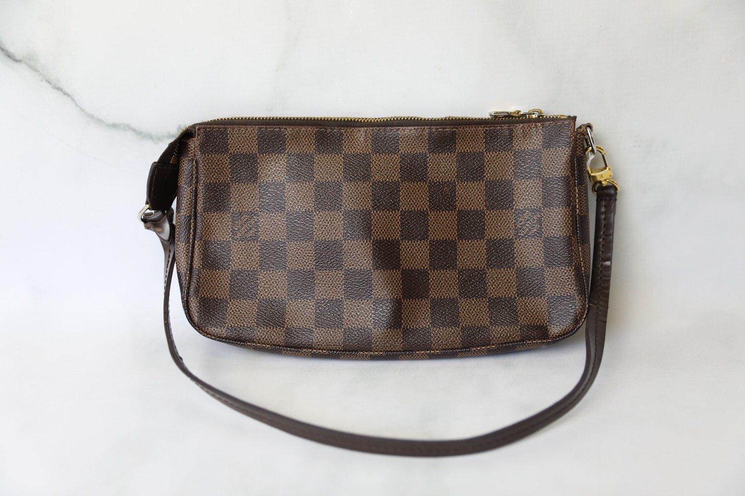 Louis Vuitton Pochette Accessory, Damier Ebene, Preowned no Dustbag WA001