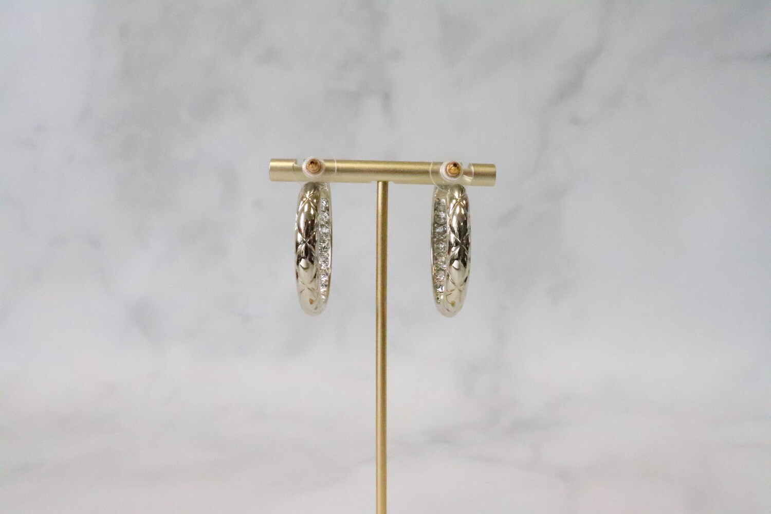 Chanel Earrings Gold Tone Hoops, New in Box