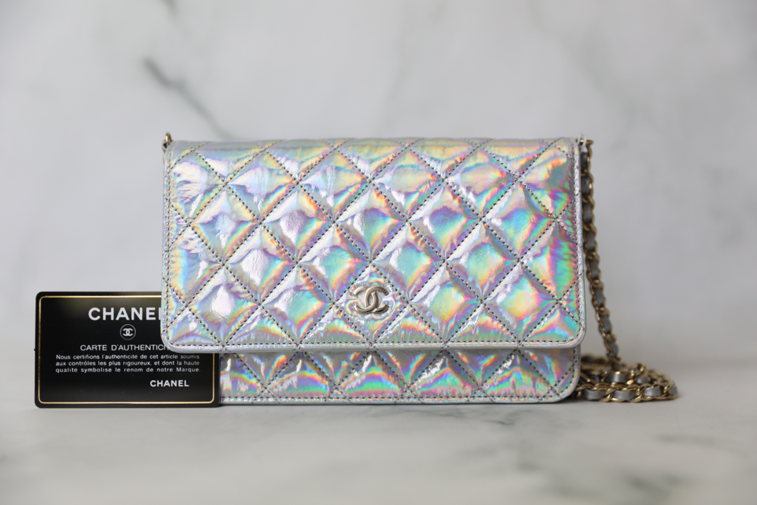Chanel Metallic Bicolor Python CC Classic Wallet On Chain – The Closet