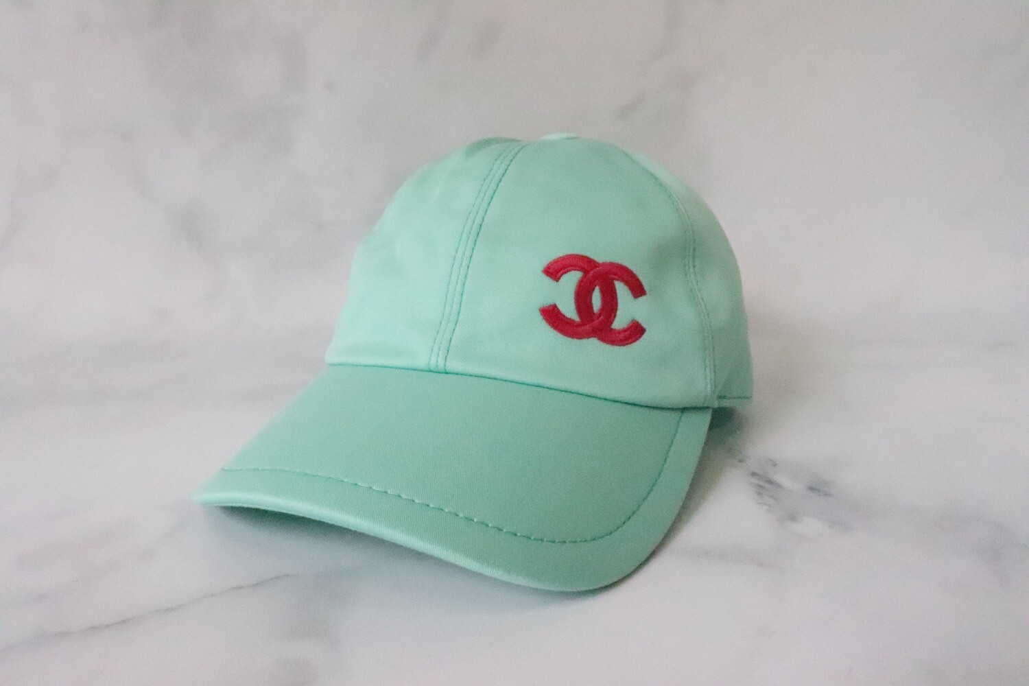 Chanel Hat Baseball, Mint Green with Pink CC, New - No Dustbag