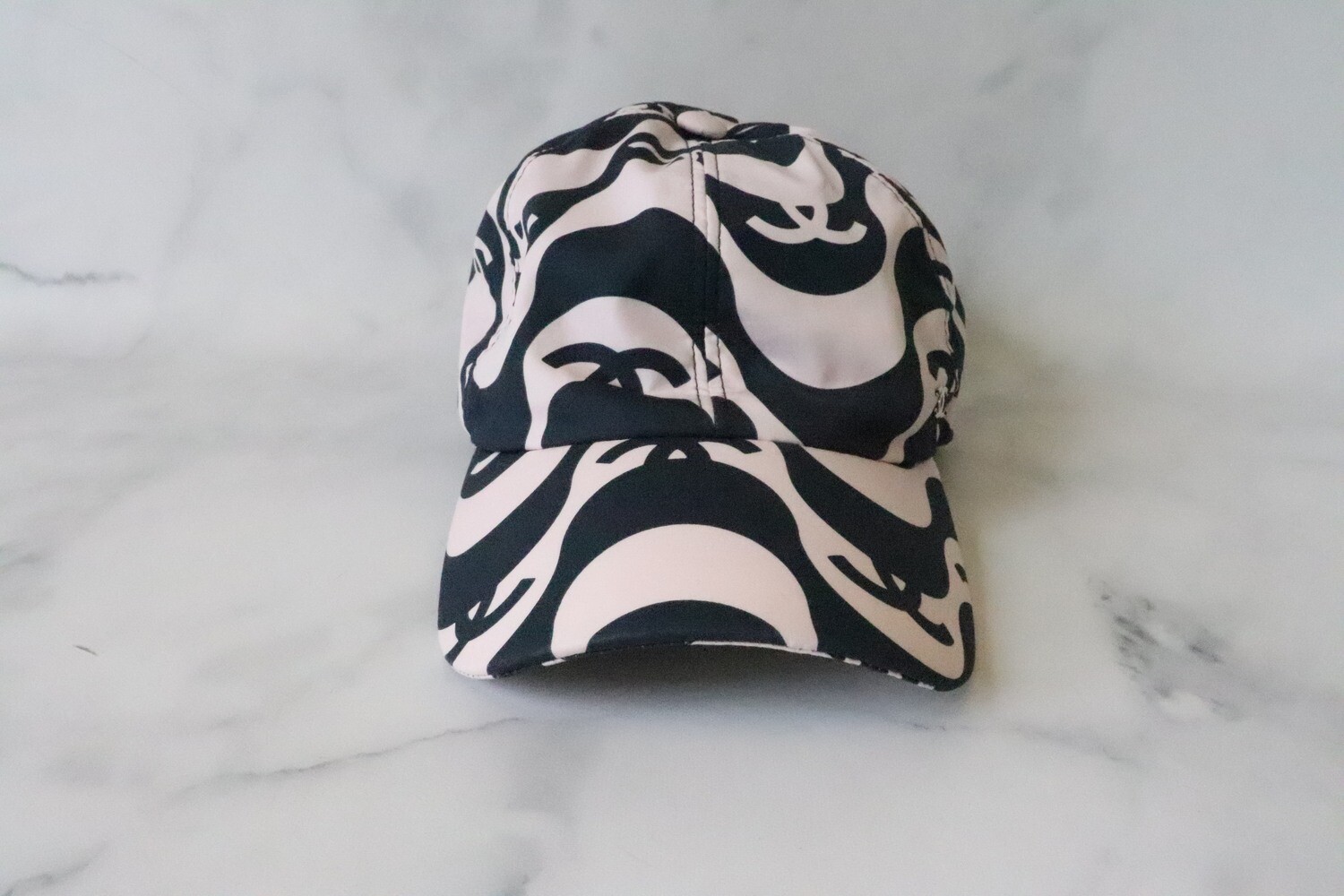 Chanel Hat Baseball, Light Pink/Navy Wave, New - No Dustbag