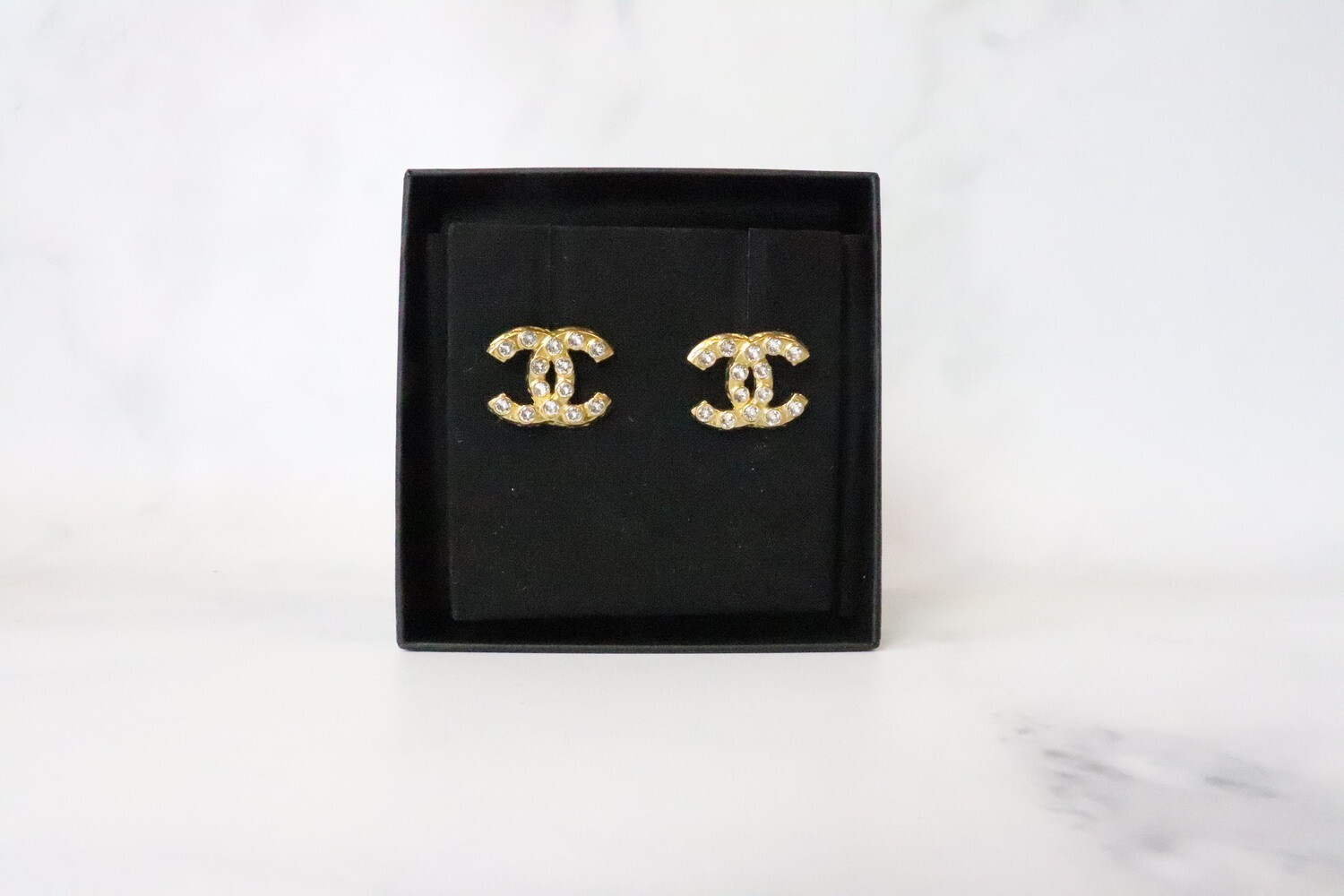 Chanel Earrings Gold Statement with Crystal, New in Box