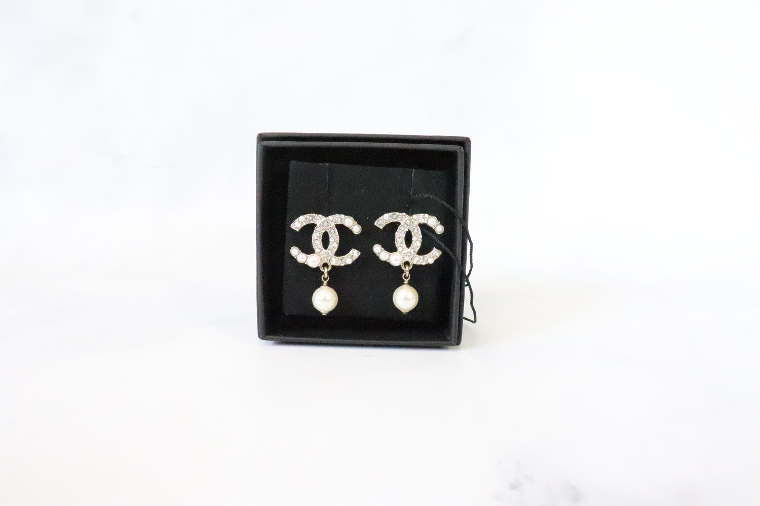 Chanel Earrings Crystal Pearl CC with Drop Pearl, New in Box