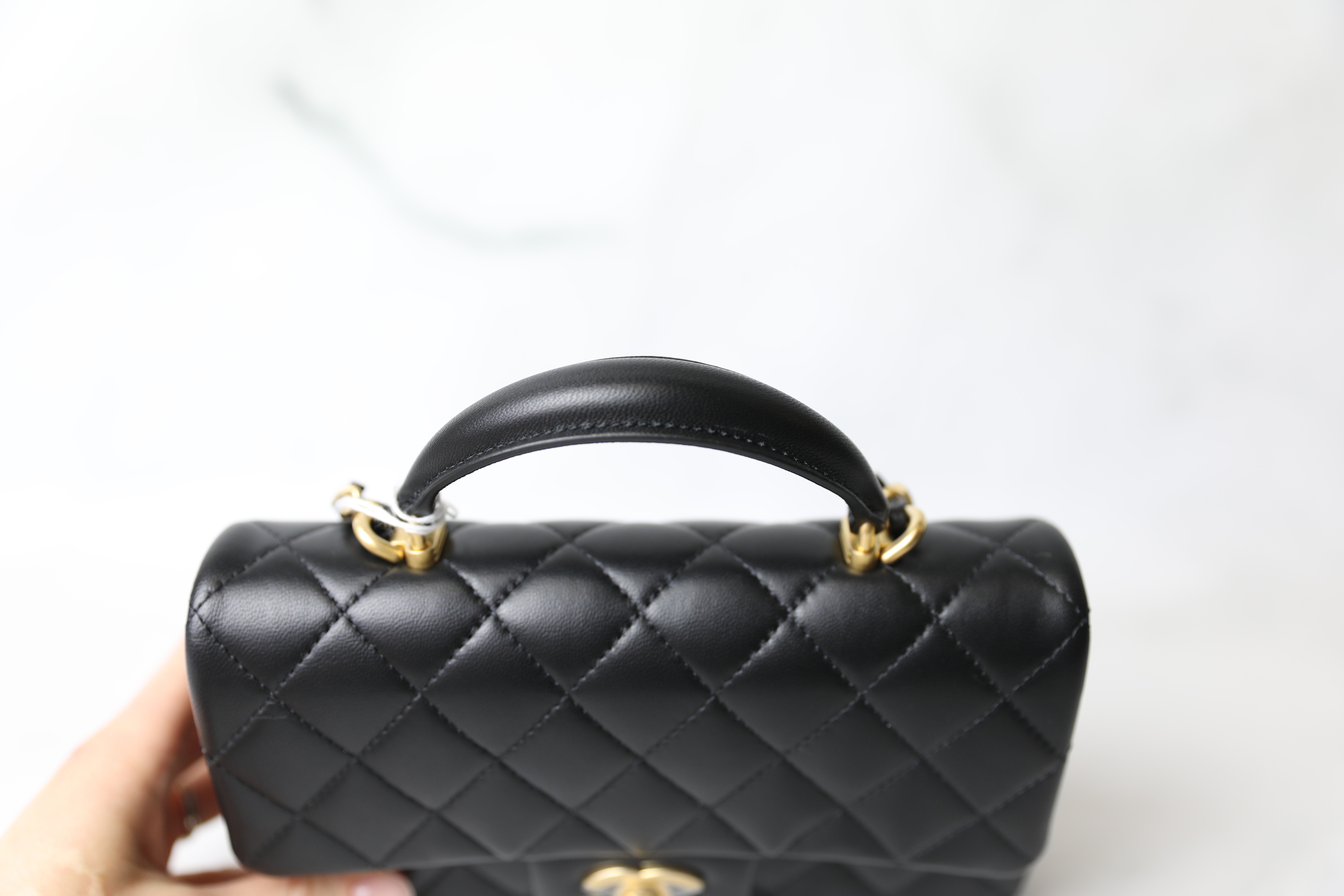 Chanel Mini with Top Handle, Black Lambskin with Aged Gold Hardware, New in  Box - Julia Rose Boston