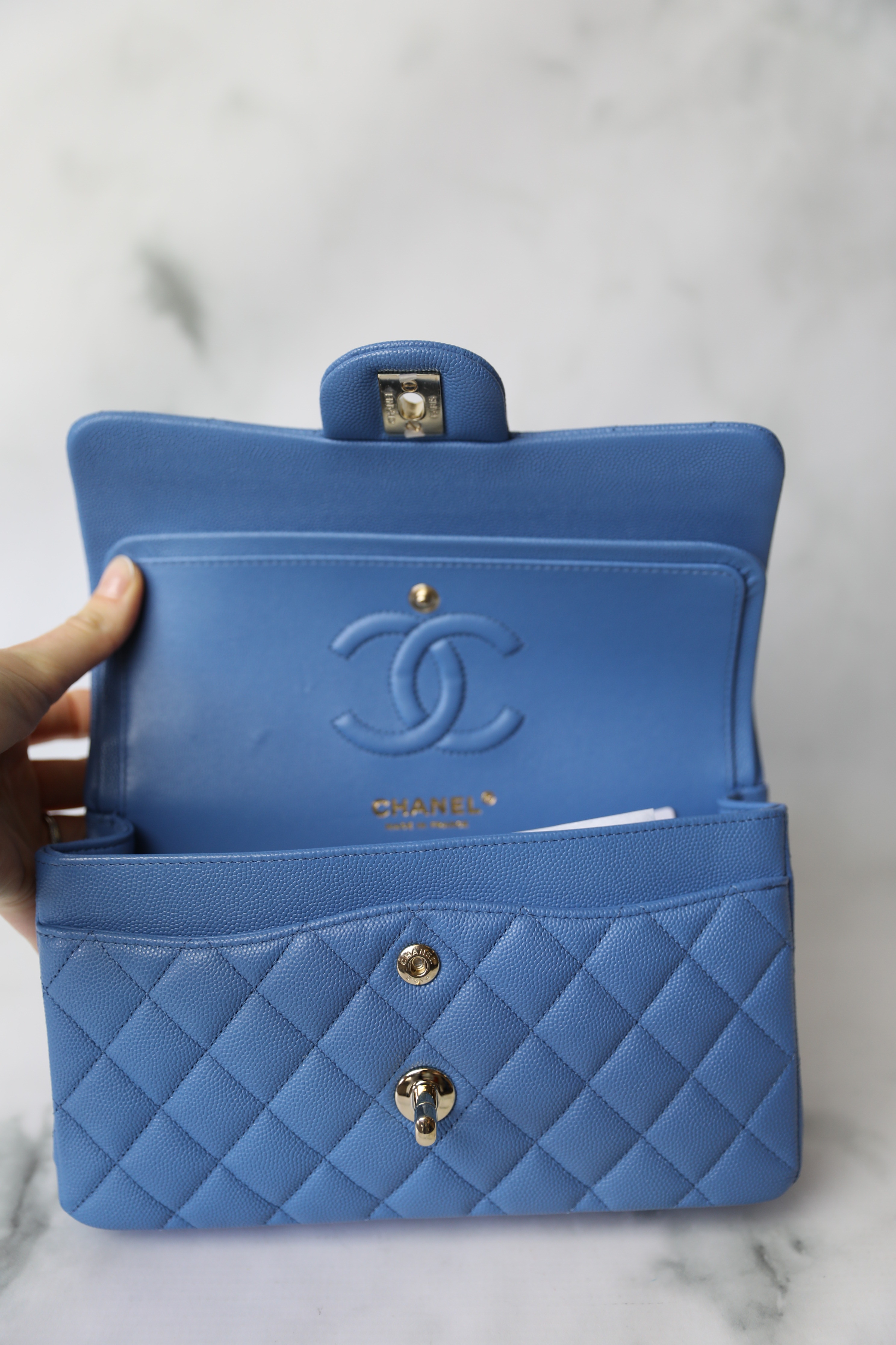 Chanel Classic Small, 21P Blue Caviar with Gold Hardware, New in Dustbag  WA001