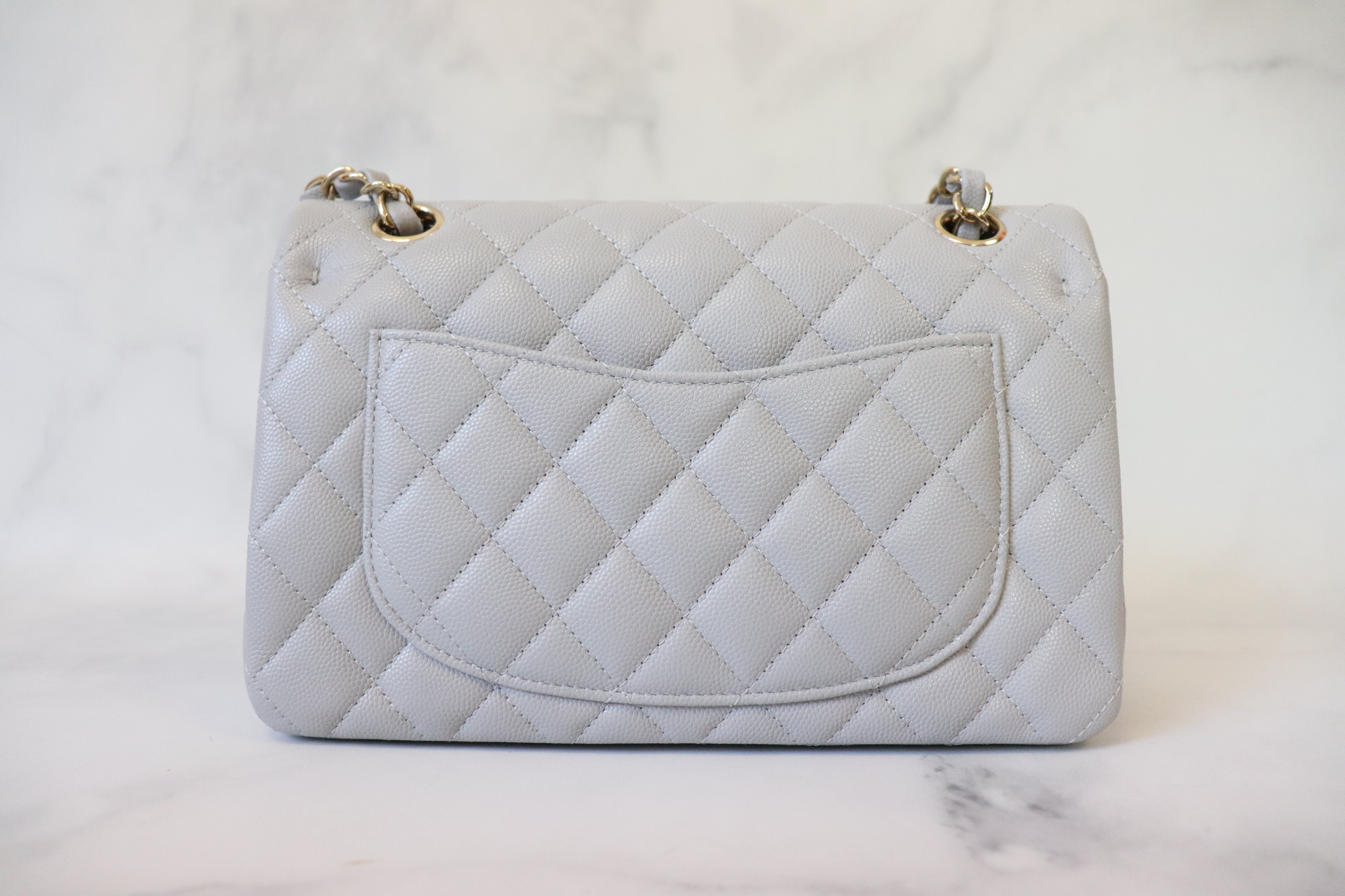 Chanel Classic Small Double Flap, 21A Grey Caviar Leather with Gold Hardware,  New In Box WA001 - Julia Rose Boston