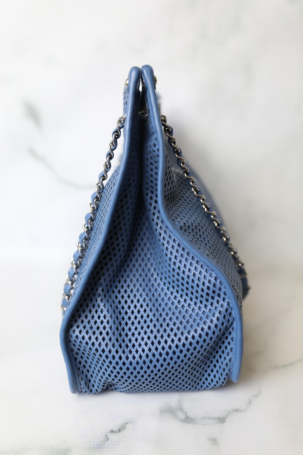 Chanel Perforated Up in the Air Tote, Blue with Silver Hardware