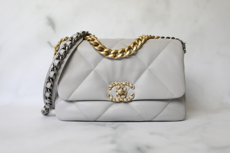 Chanel 19 Classic, 21A Grey Lambskin, New in Box