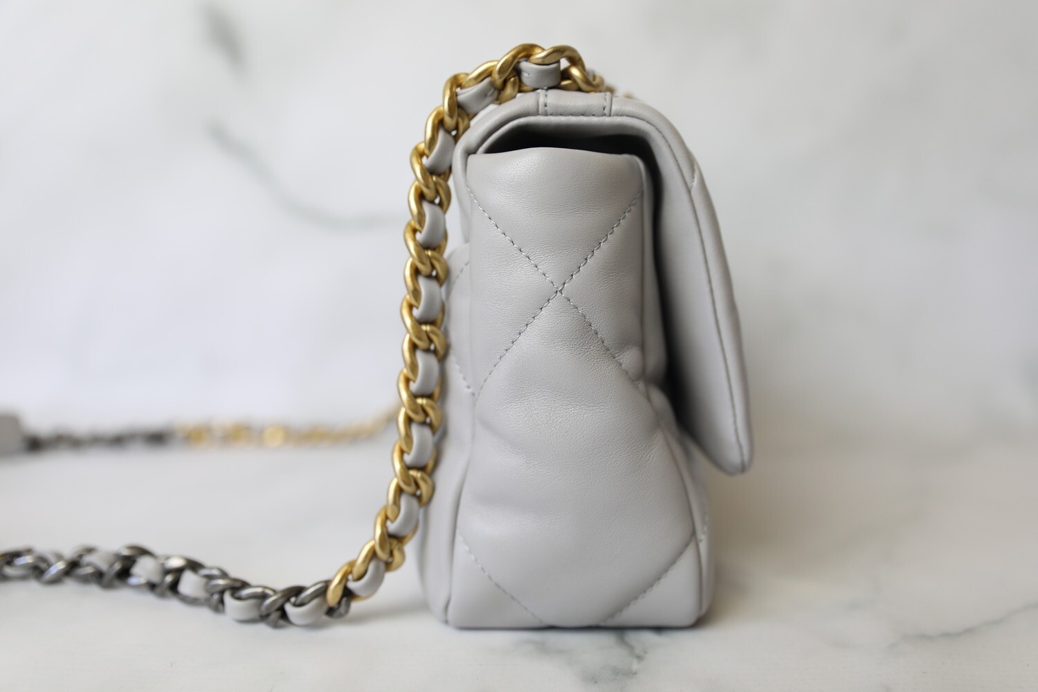 Chanel 19 Classic, 21A Grey Lambskin, New in Box