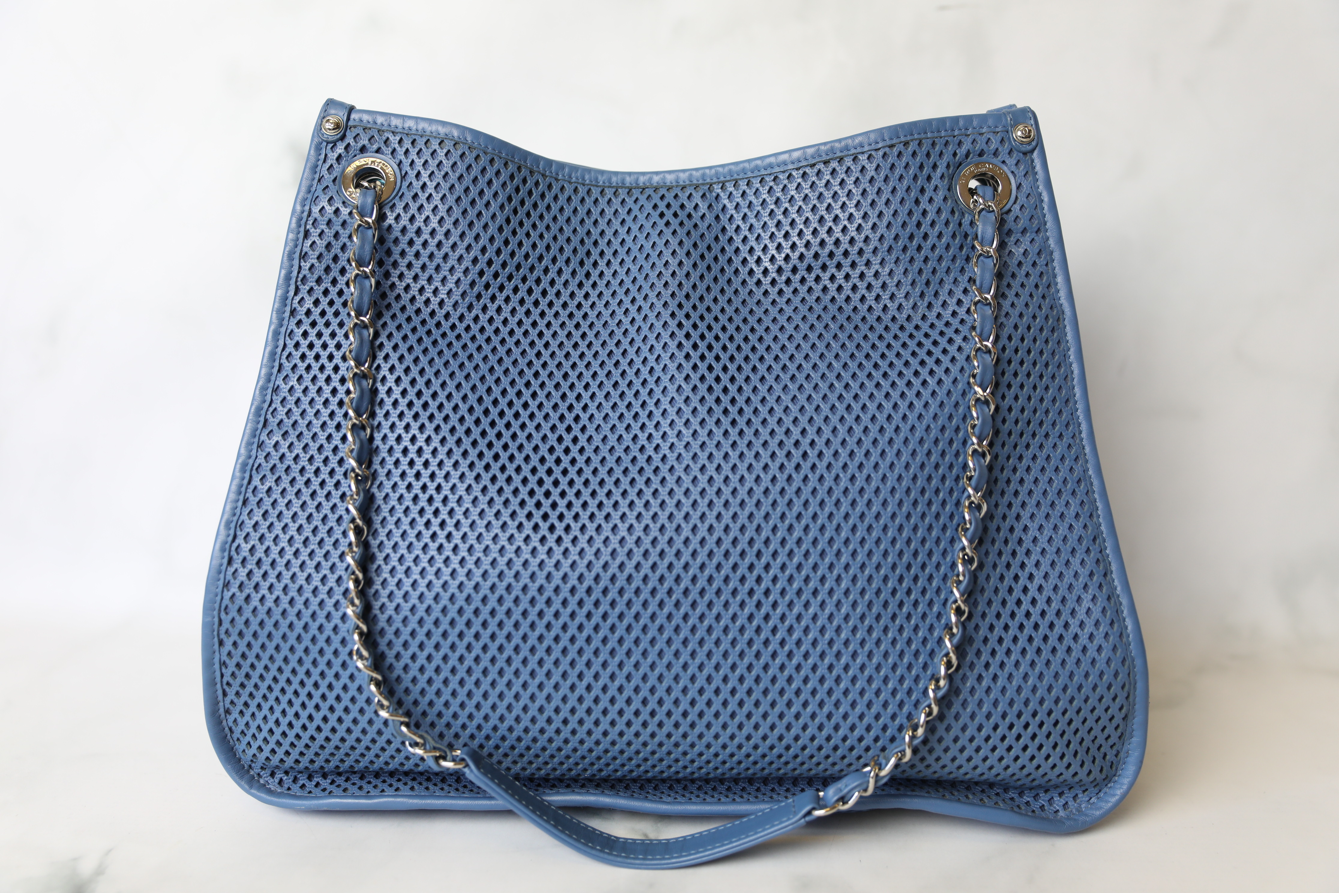 Chanel Perforated Up in the Air Tote, Blue with Silver Hardware, Preowned  in Box WA001