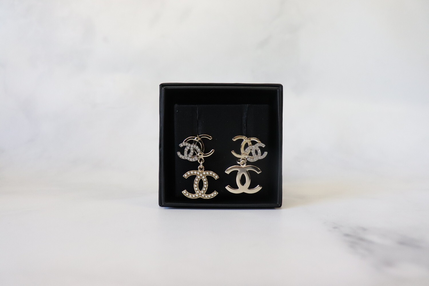 Chanel Earrings Dangling Triple CC, New in Box - Julia Rose Boston