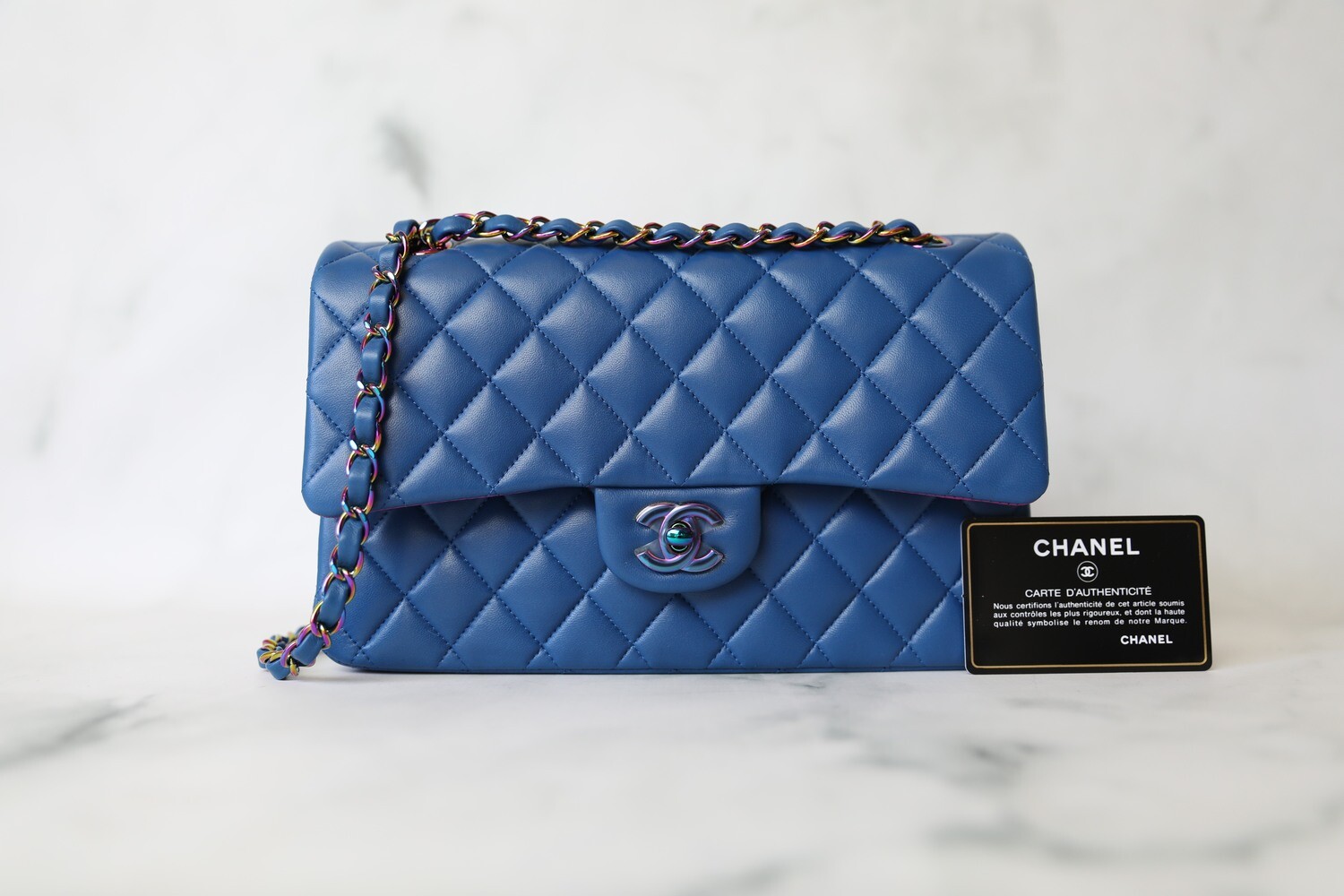 Chanel Rainbow Boucle Tweed Medium Classic Double Flap Bag GHW