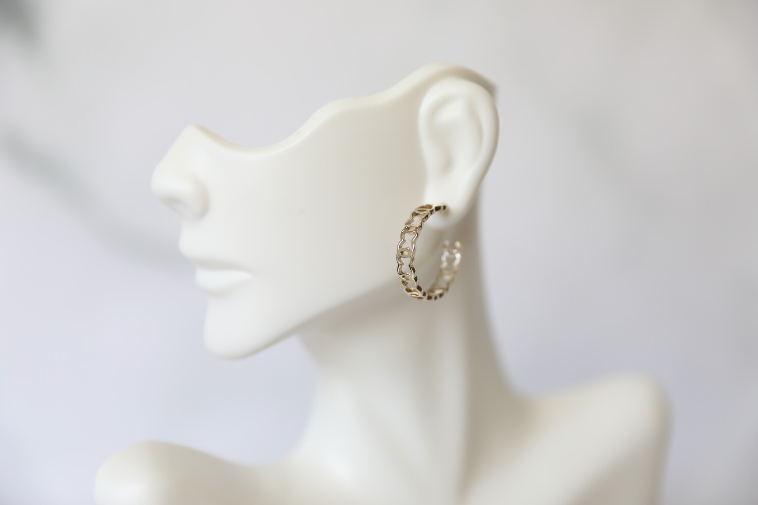 Chanel Earrings, CC Hoop, Light Gold, New in Box WA001
