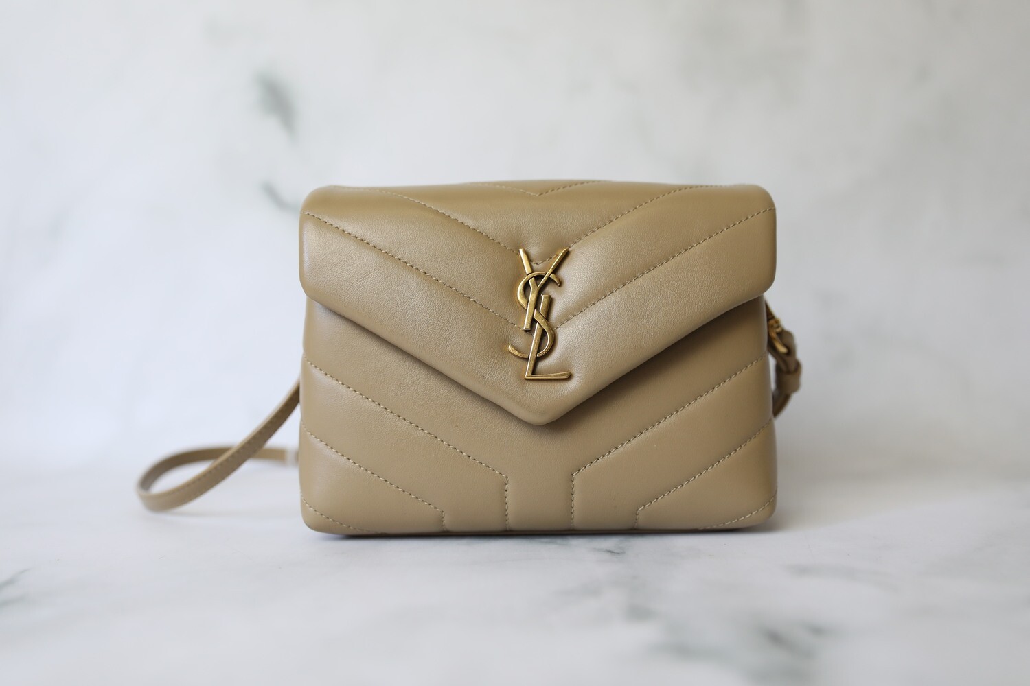 Saint Laurent LouLou Toy, Beige with Gold Hardware, Preowned in