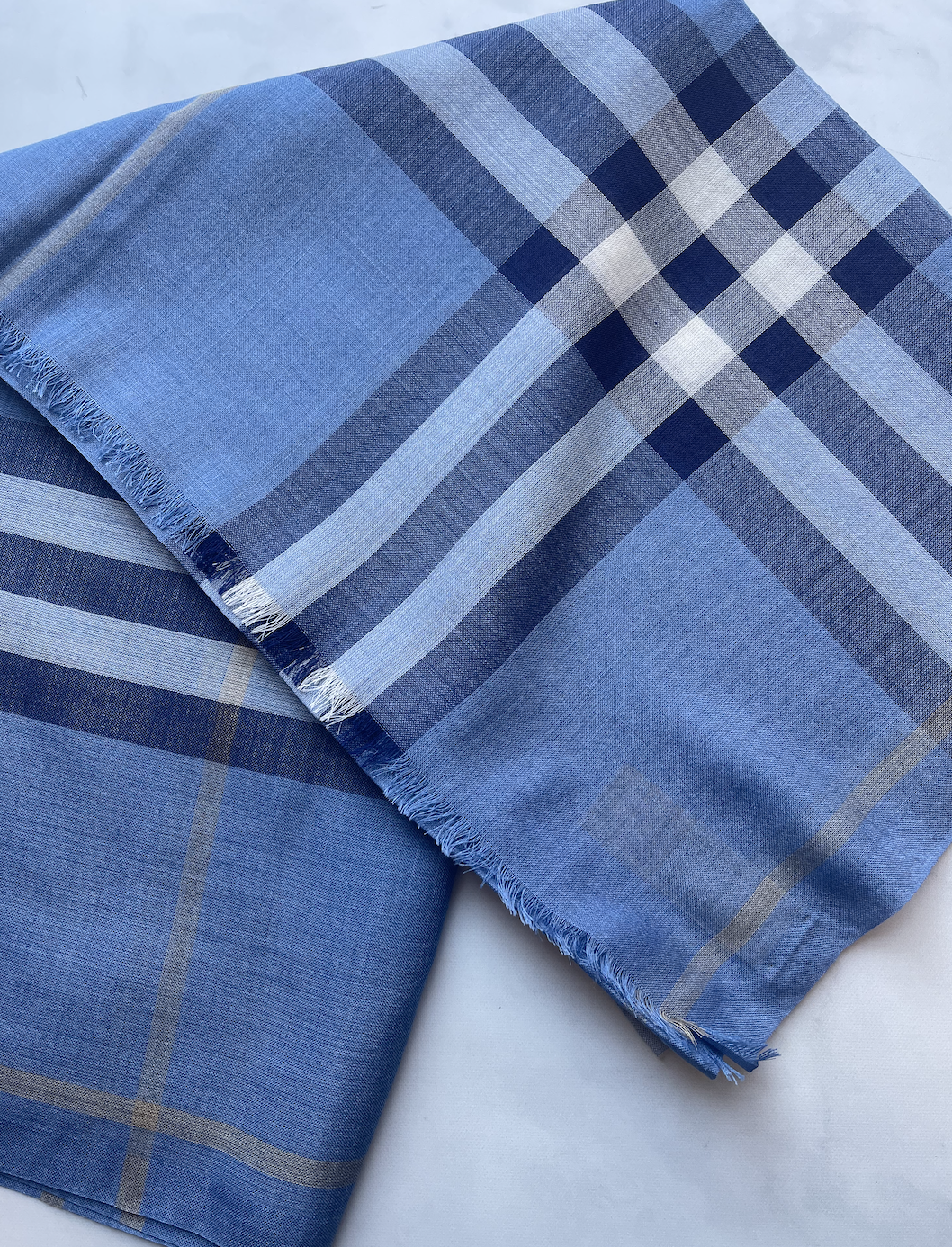 Burberry Scarf Lightweight Check, Blue, New - No Box