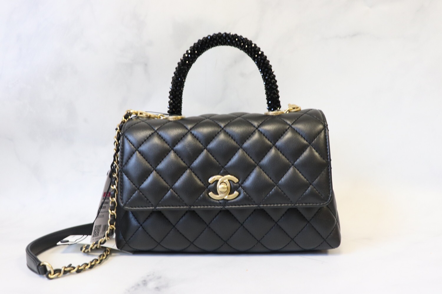 Chanel Coco Handle Mini, Black Calfskin Strass Handle, As New in