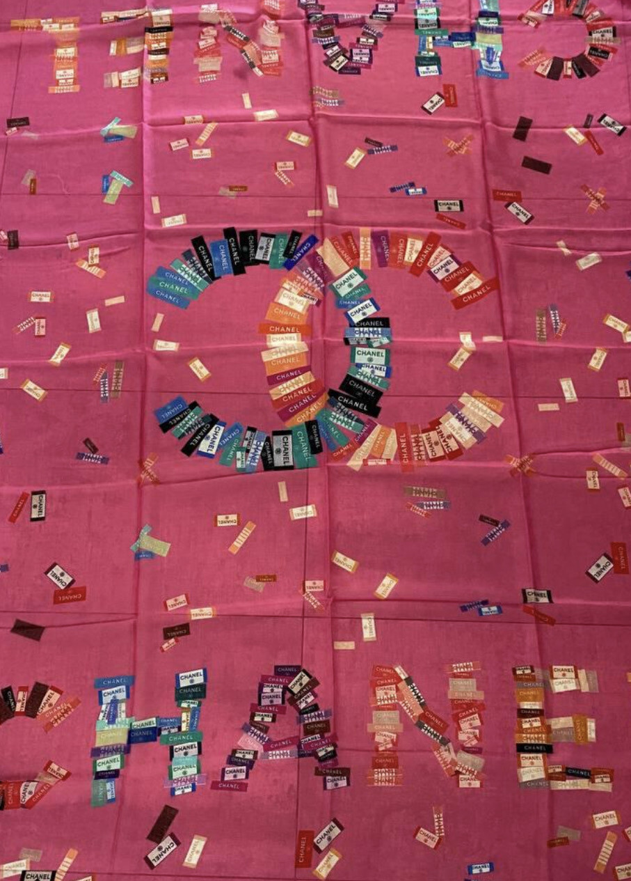 Chanel Scarf Lightweight Cashmere, Hot Pink Tag Colorful, New - No Box