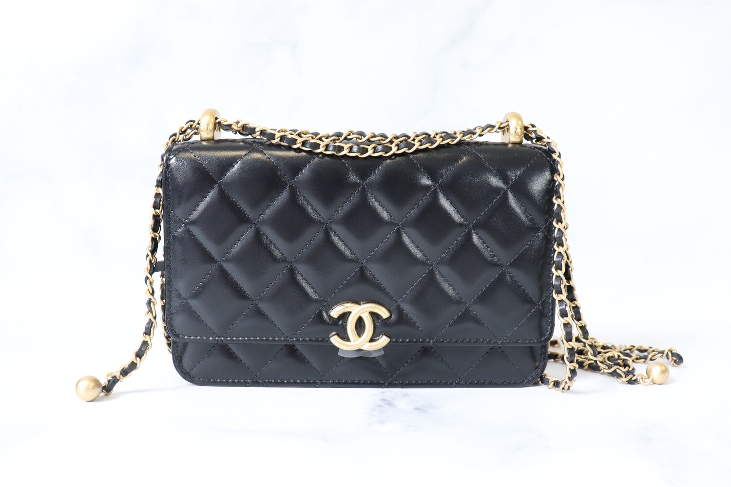 Chanel Perfect Fit Wallet on Chain, Black, Brushed Light Gold Hardware, New  in Box