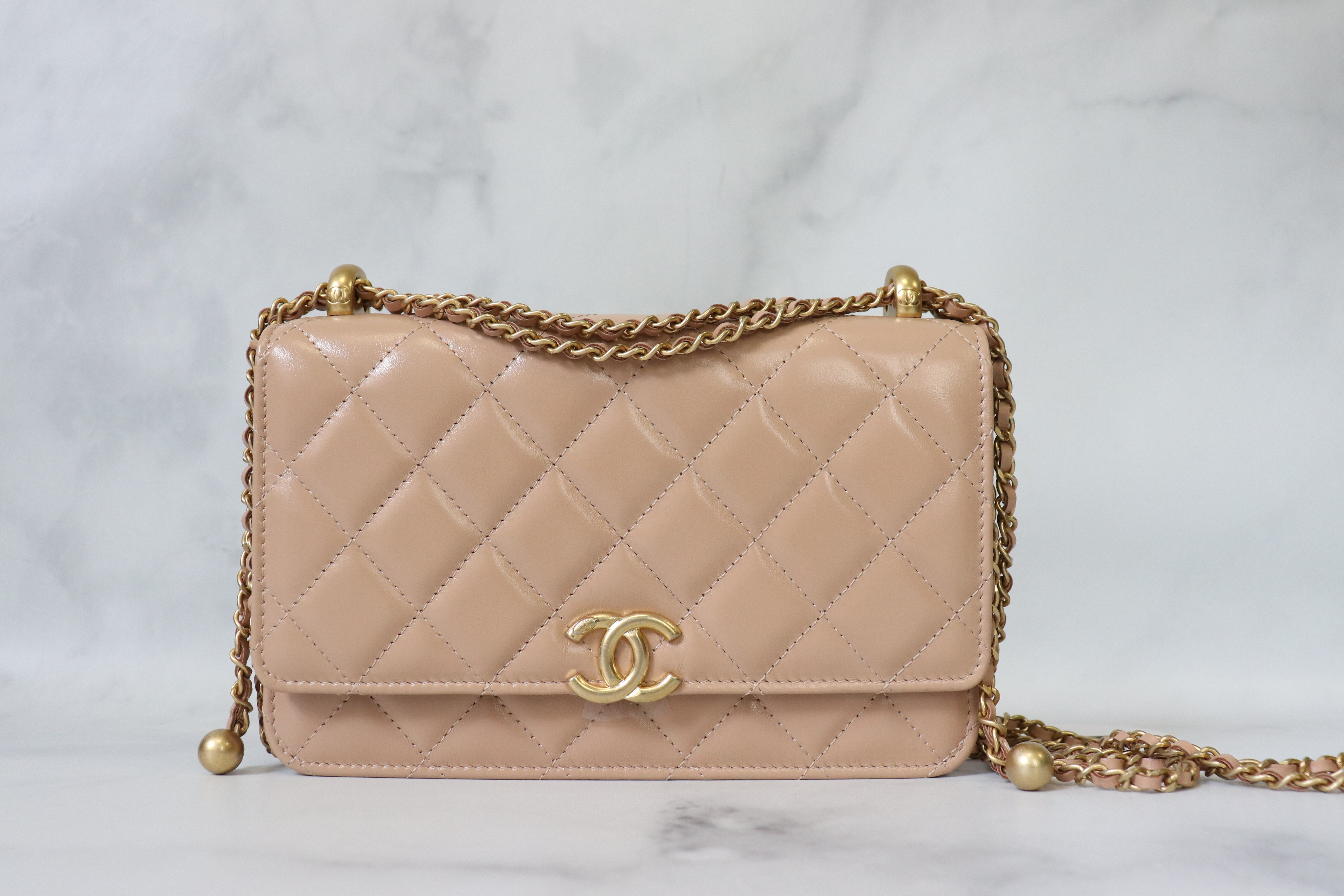 Chanel Perfect Fit Wallet on Chain, Beige, Brushed Light Gold Hardware, New  in Box - Julia Rose Boston
