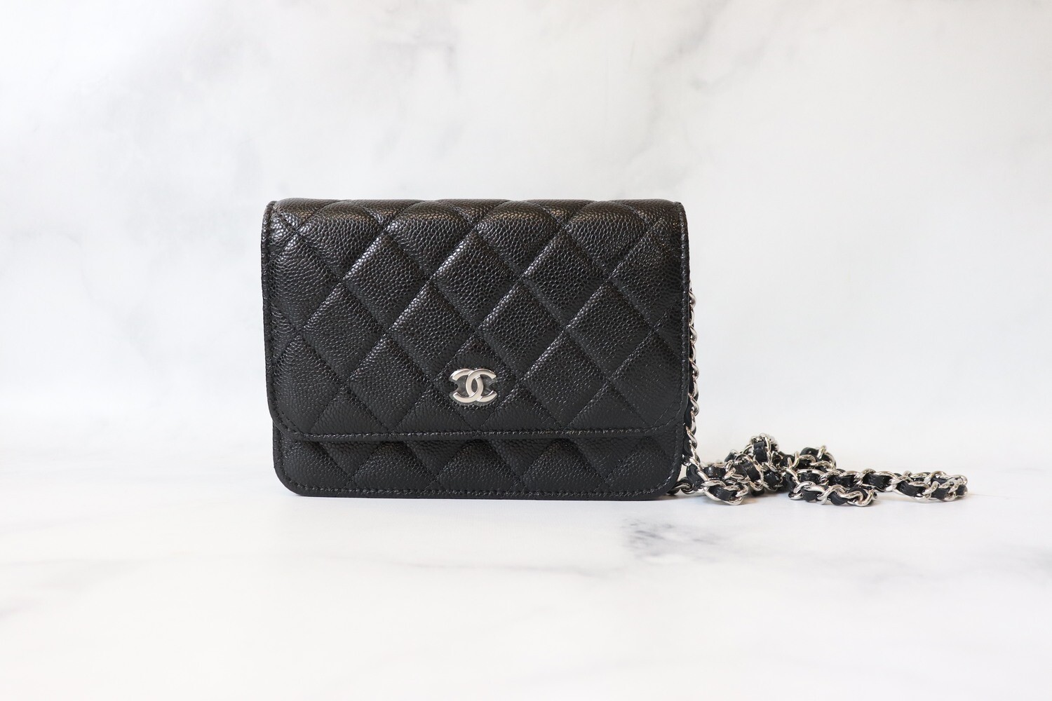 Chanel Wallet on Chain Mini Black Caviar Leather, Silver Hardware
