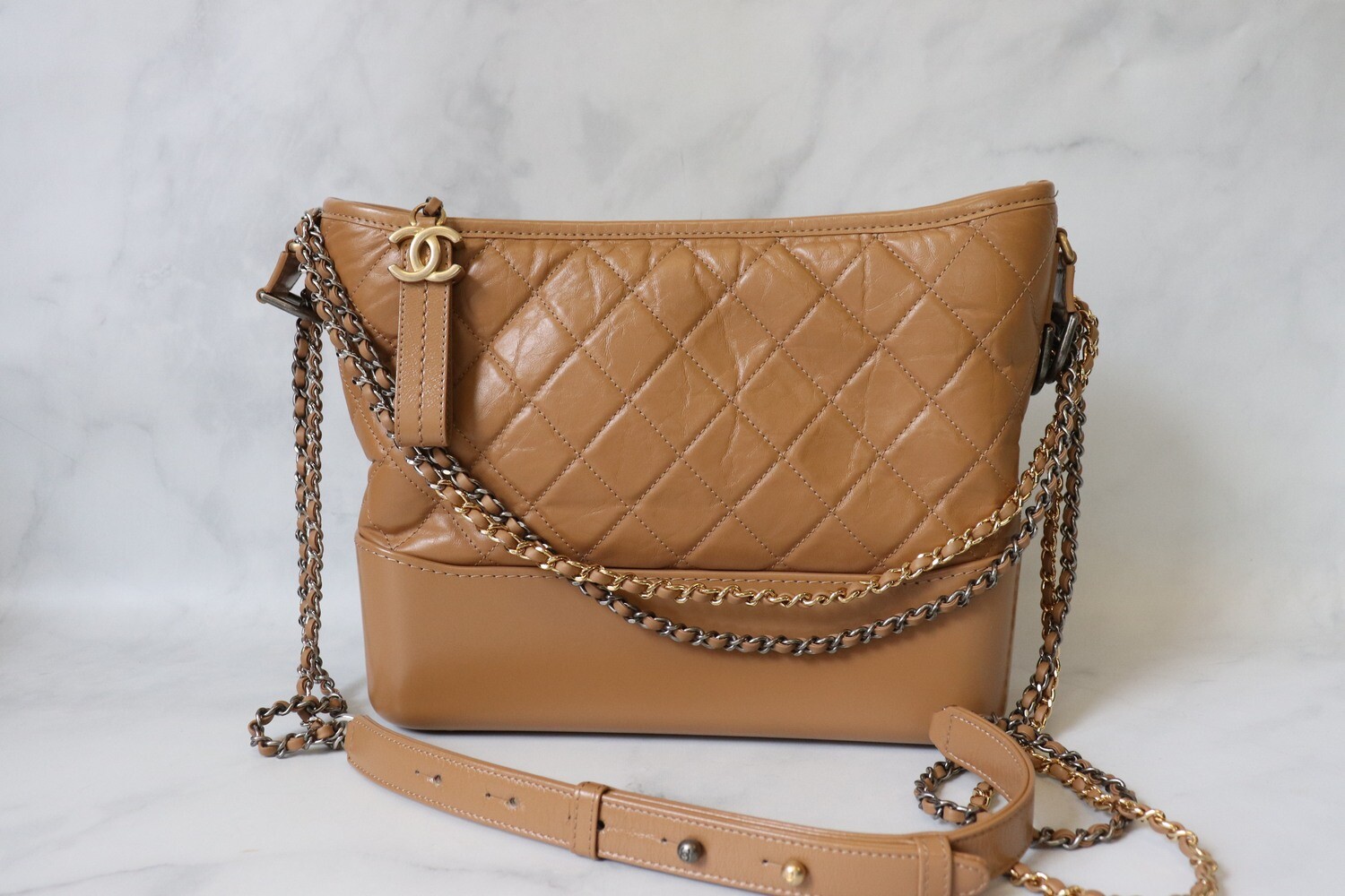 Chanel Gabrielle Large, Caramel Leather with Ruthenium Hardware, with  Dustbag and Card
