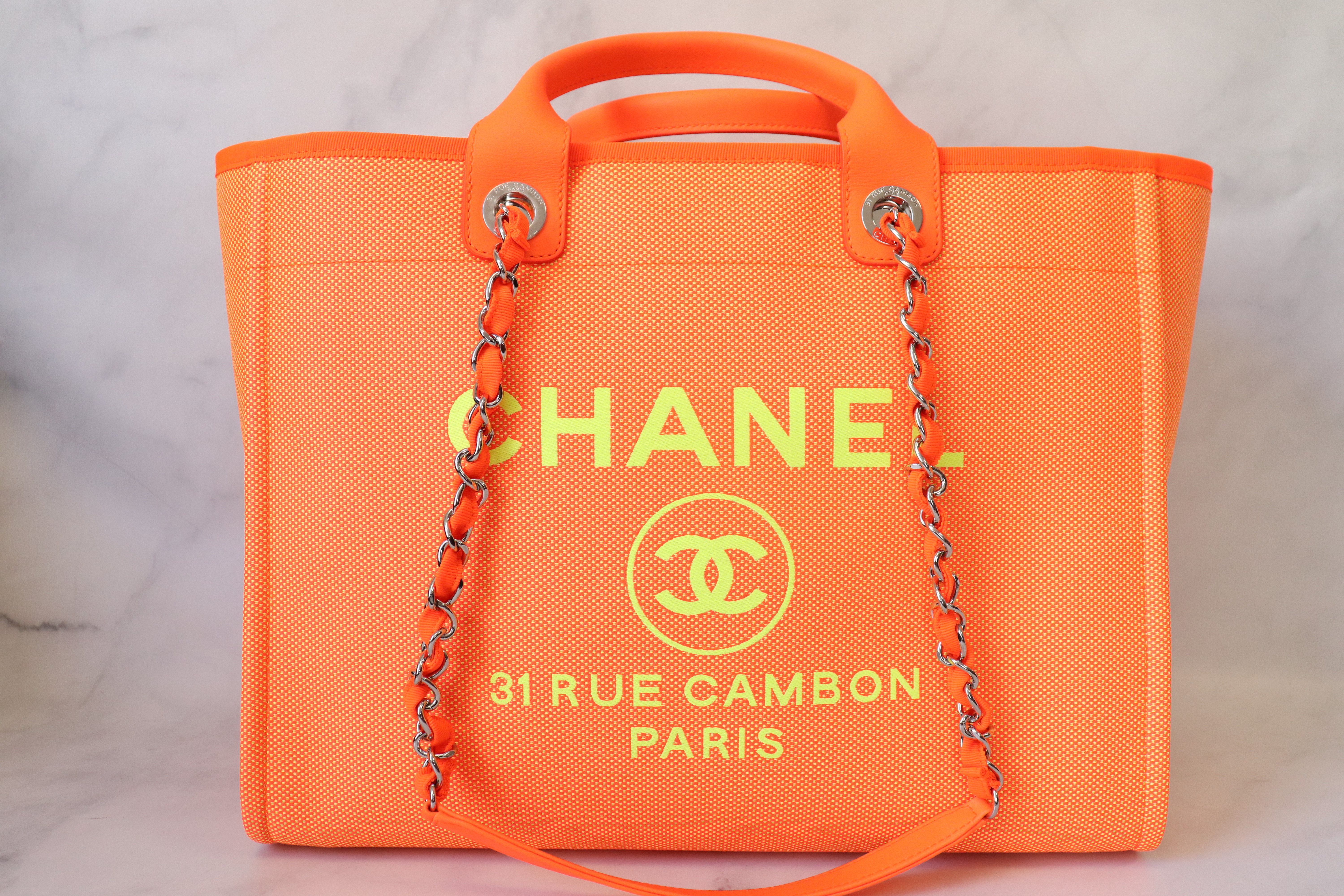 Chanel Deauville Large 21s Neon Orange, Mixed Fibers, As New in Box - Julia  Rose Boston