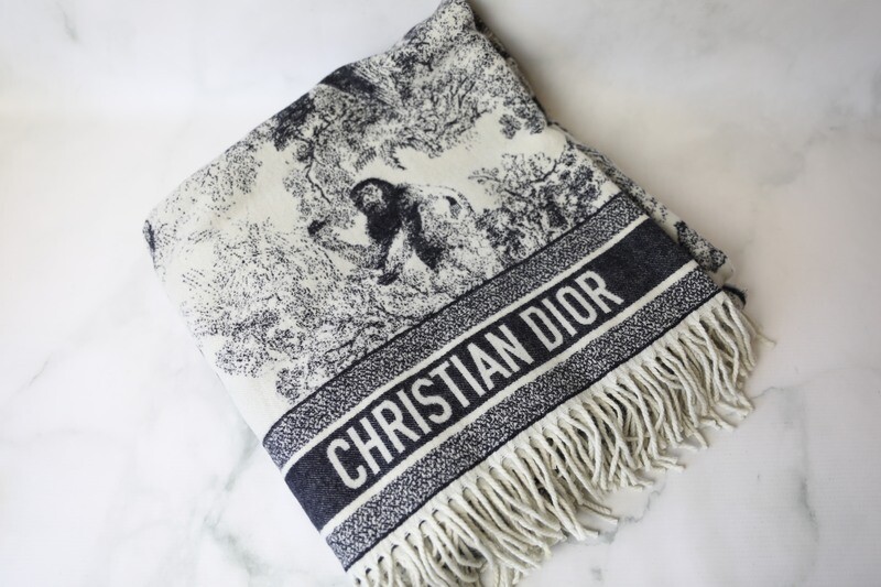 Christian Dior Fierce Blanket, White and Navy, New WA001