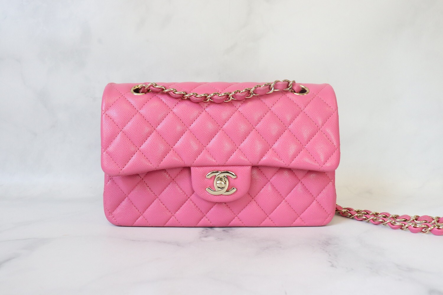 Chanel Classic Small Double Flap, 21C Pink Caviar Leather, Shiny Gold  Hardware, Preowned in Box (with black dustbag) - Julia Rose Boston