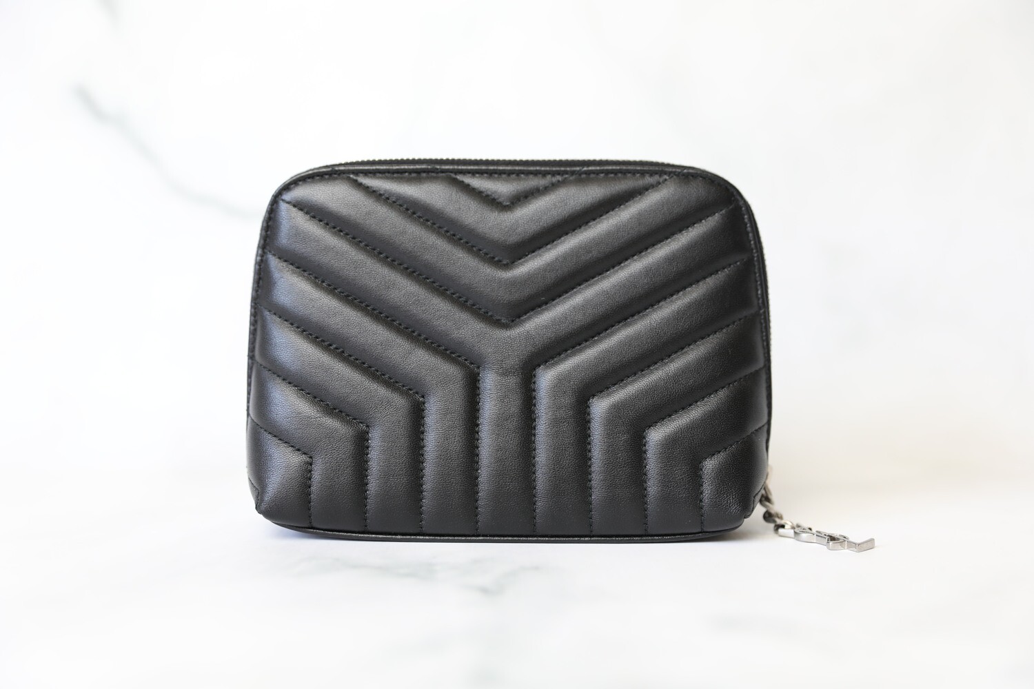 Saint Laurent Cosmetic Case, Black with Silver Hardware, New in Dustbag WA001