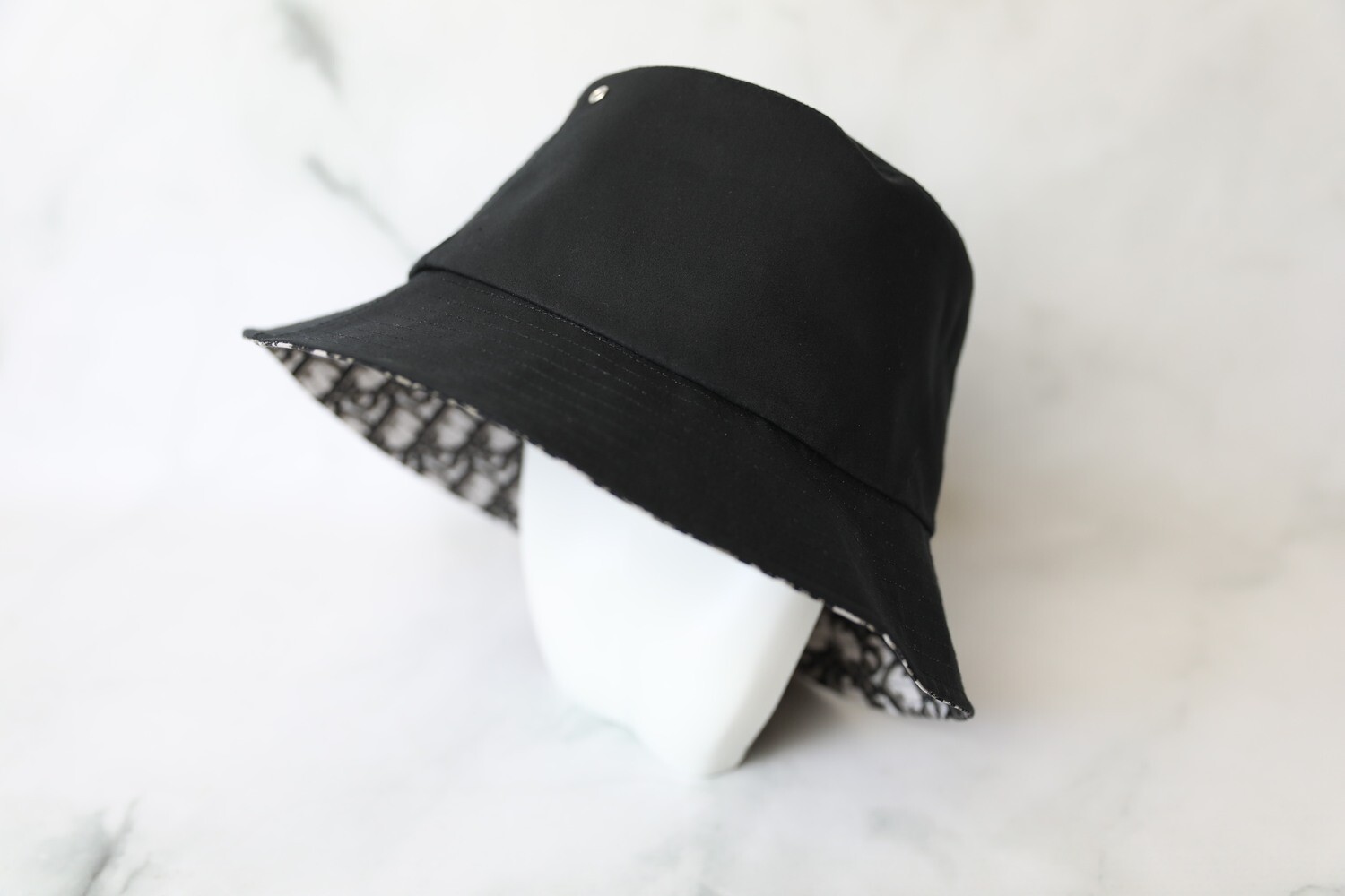 Christian Dior Reversible Bucket Hat, Black and White, Preowned WA001