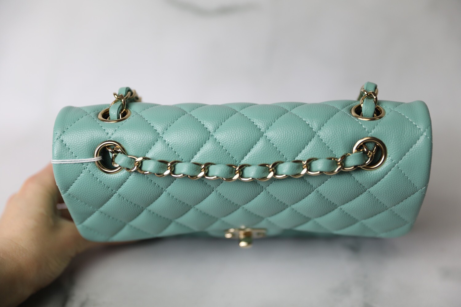 Chanel Classic Small, 21S Tiffany Blue Caviar with Gold