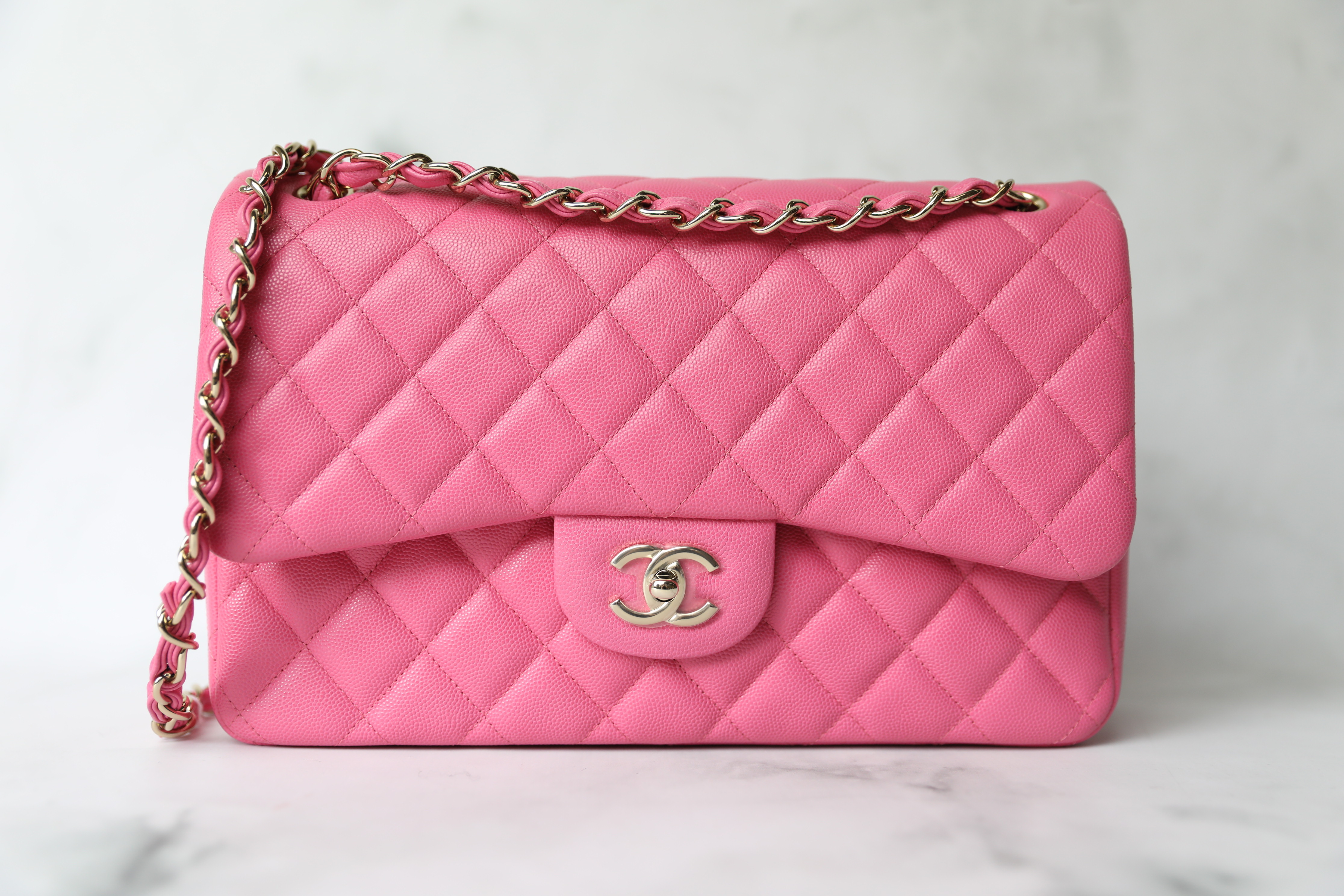 Chanel Classic Jumbo, 19C Pink Caviar with Gold Hardware, New