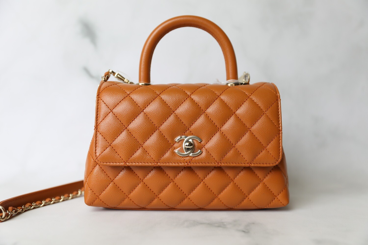 Chanel Coco Handle Mini, 21A Pumpkin Caramel Caviar Leather with