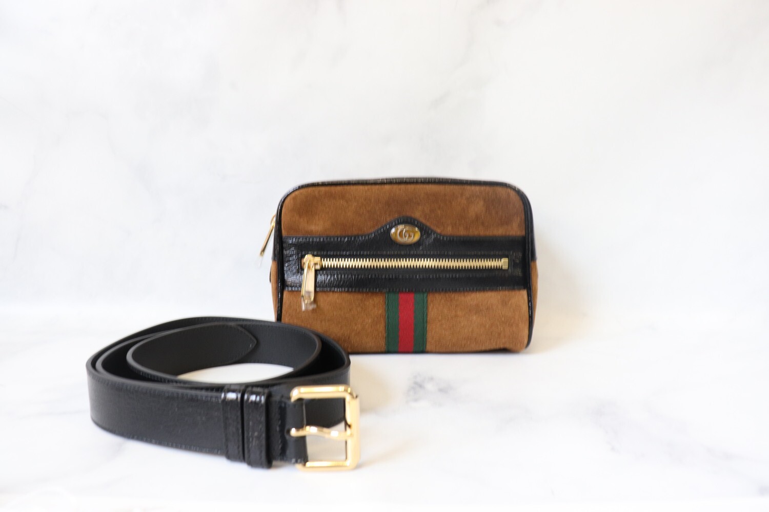 Gucci Ophidia Waist Bag Brown Suede, New in Dustbag MA001