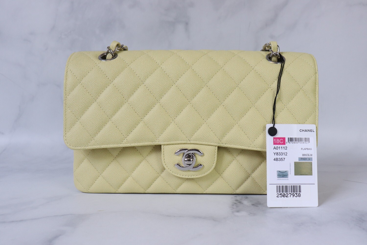 Chanel Classic Double Flap, 18C Yellow Caviar Leather, As New In Box