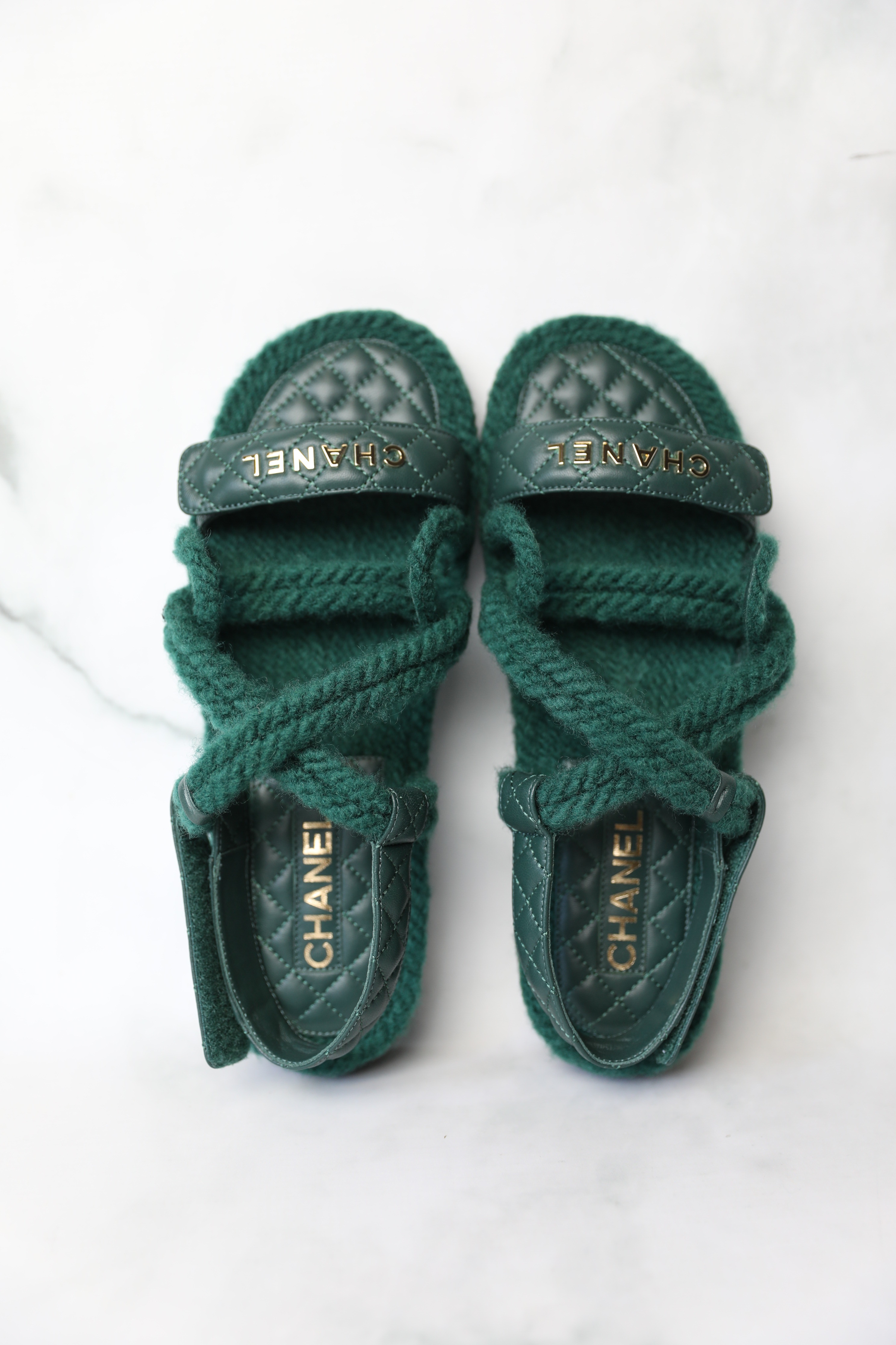 Chanel Shoes Rope Sandals, Green, Size 41, New in Box WA001