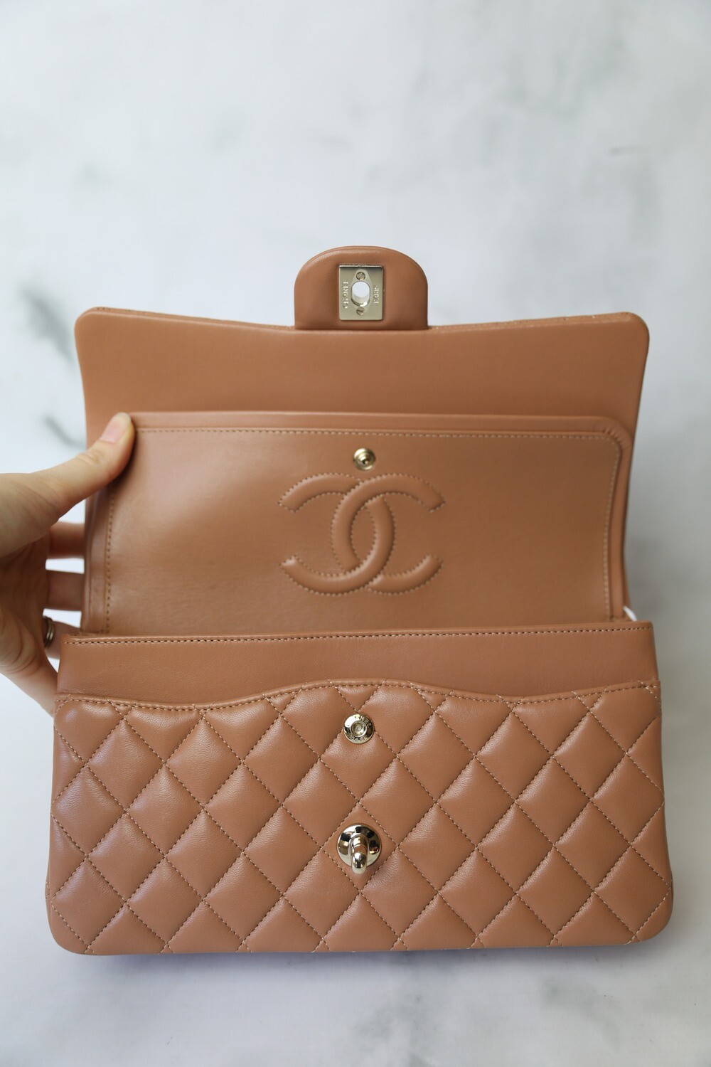 Chanel Classic Medium Double Flap 21P Caramel Lambskin Leather, Gold  Hardware, Preowned in Box WA001