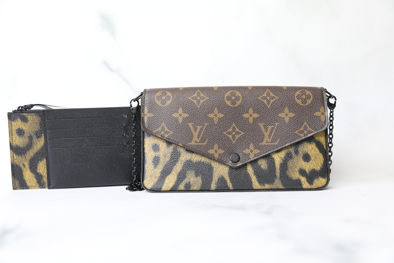Louis Vuitton Felicie Set, Animal Print, Preowned in Dustbag WA001