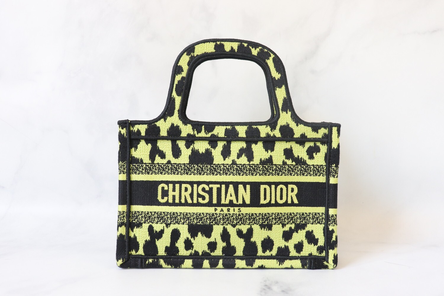 Dior Book Tote Mini Oblique Neon Green and Black, New, No Dustbag