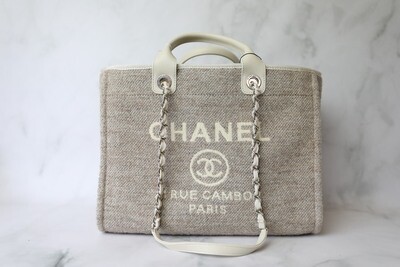 Chanel Deauville Large, Beige Wool, As New in Dustbag WA001