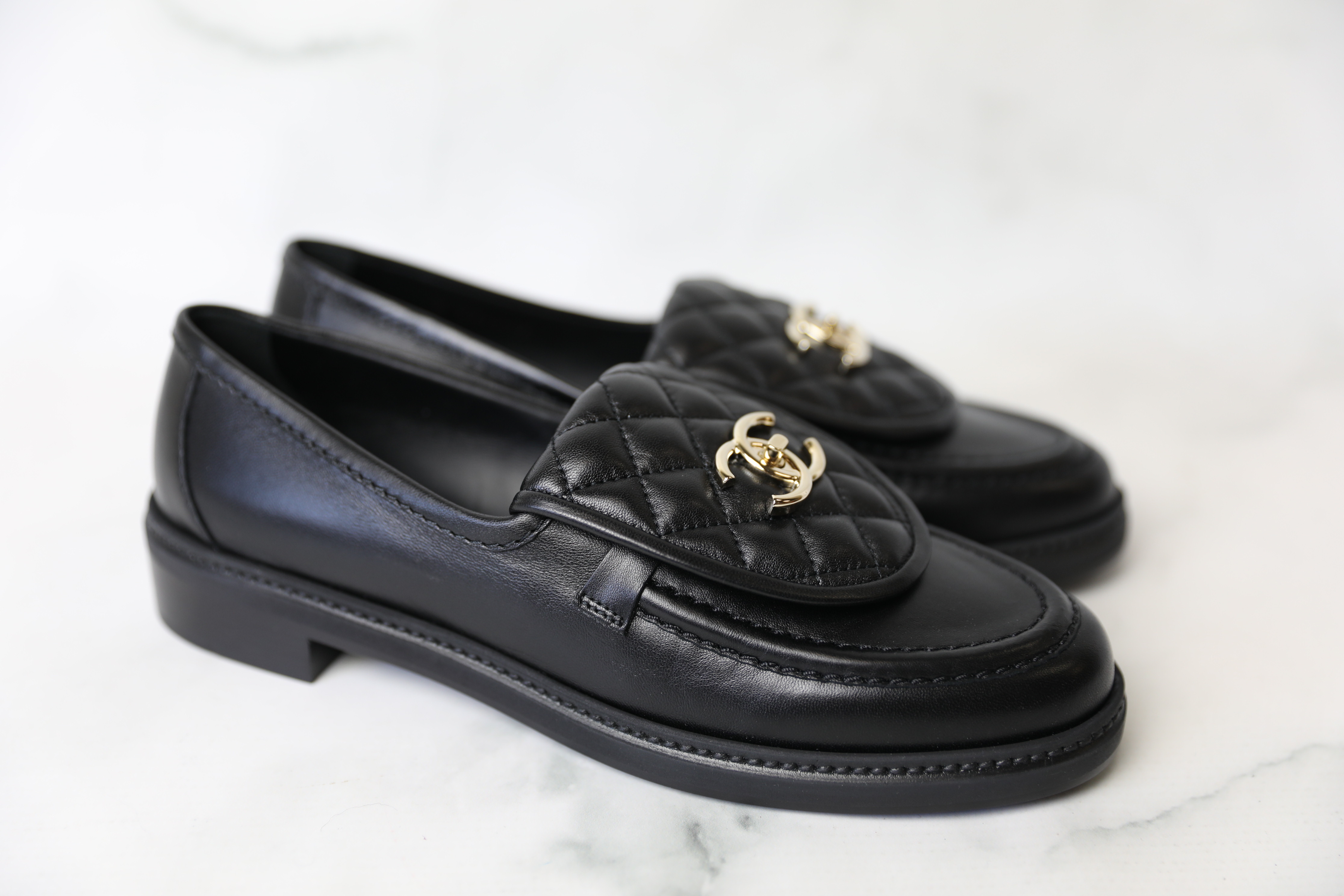 Chanel Turnlock Loafer, Black with Gold Hardware, Size, 42, New in Box WA001