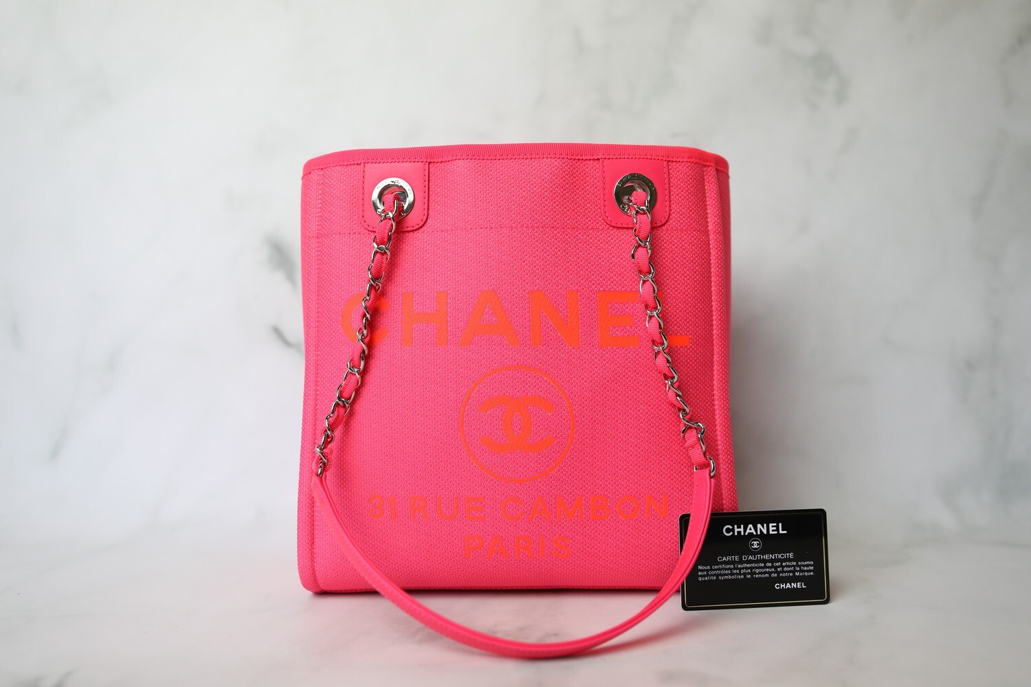 Chanel Deauville Mini, Hot Pink with Gold Hardware, Preowned in Box WA001