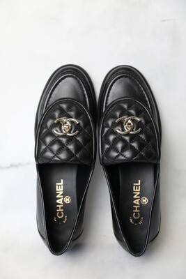 Chanel Turnlock Loafer, Black with Gold Hardware, Size 36.5, New in Box MA001