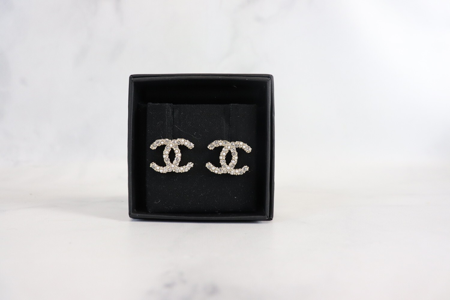 Chanel Earrings Clustered Statement Pearl with Crystal, Like New in Box