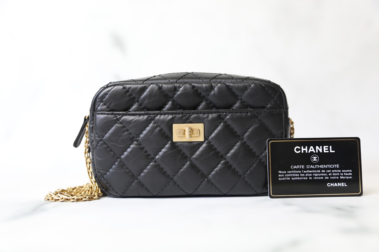 Chanel Reissue Camera Bag Small, Black Aged Calfskin with Gold Hardware, New in Box WA001