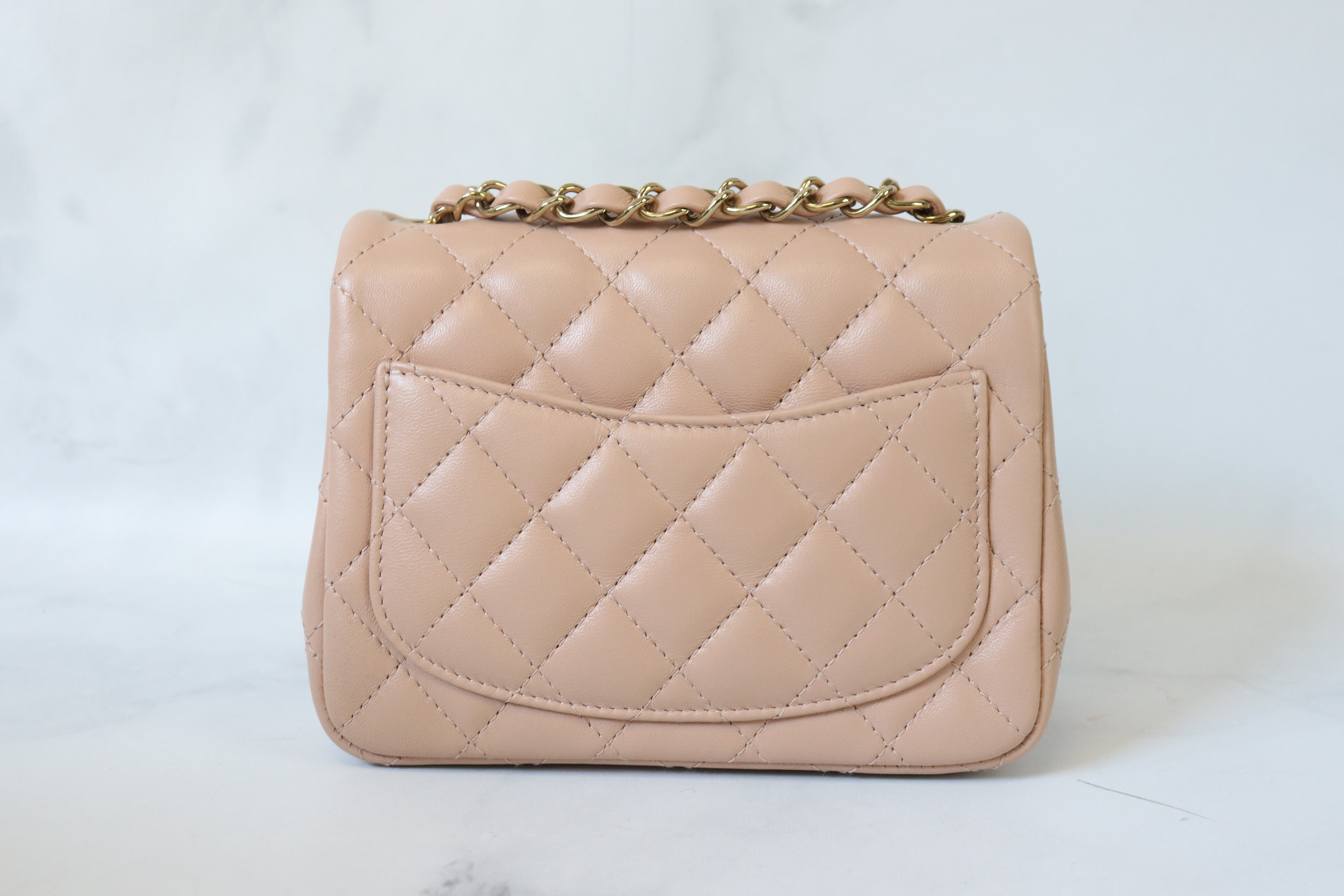 Chanel Classic Mini Square Flap 21A Dark Beige Quilted Lambskin